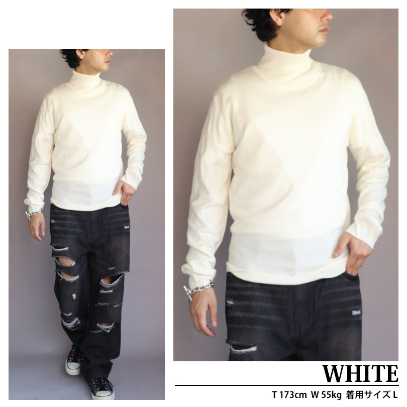 8 カシミヤタッチタートルネック ニットセーター メンズ ニット : 8