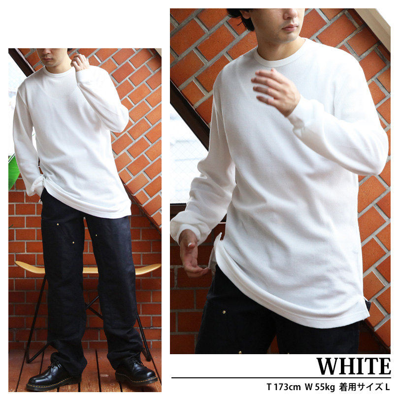 8 ワッフルロング丈Tシャツ メンズ Tシャツ ワッフル カットソー : 8