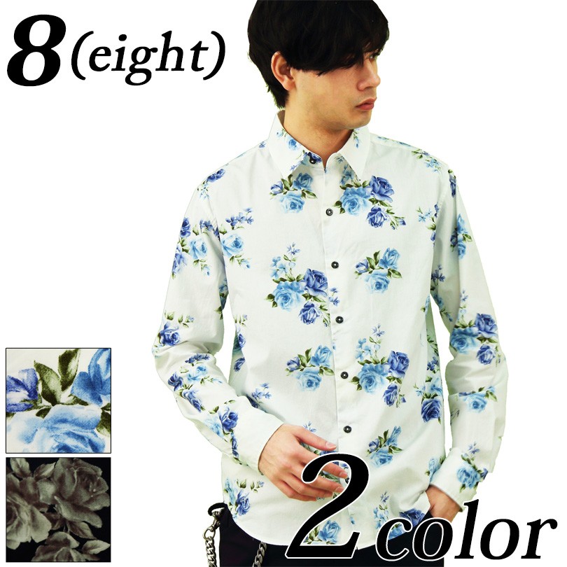 シャツ メンズ 長袖シャツ フラワーシャツ 花柄 コットン 国産 日本製 高品質 Sy022 8 Eight 通販 Yahoo ショッピング