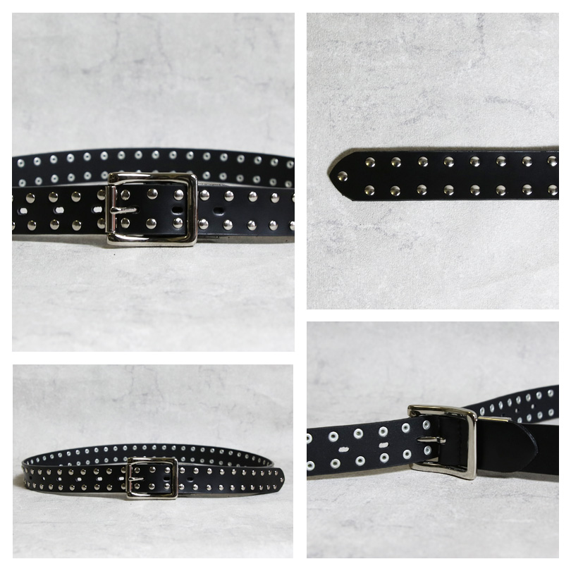 8 スタッズベルト メンズ ベルト レザー 革 スタッズ 2連 二連 : 8