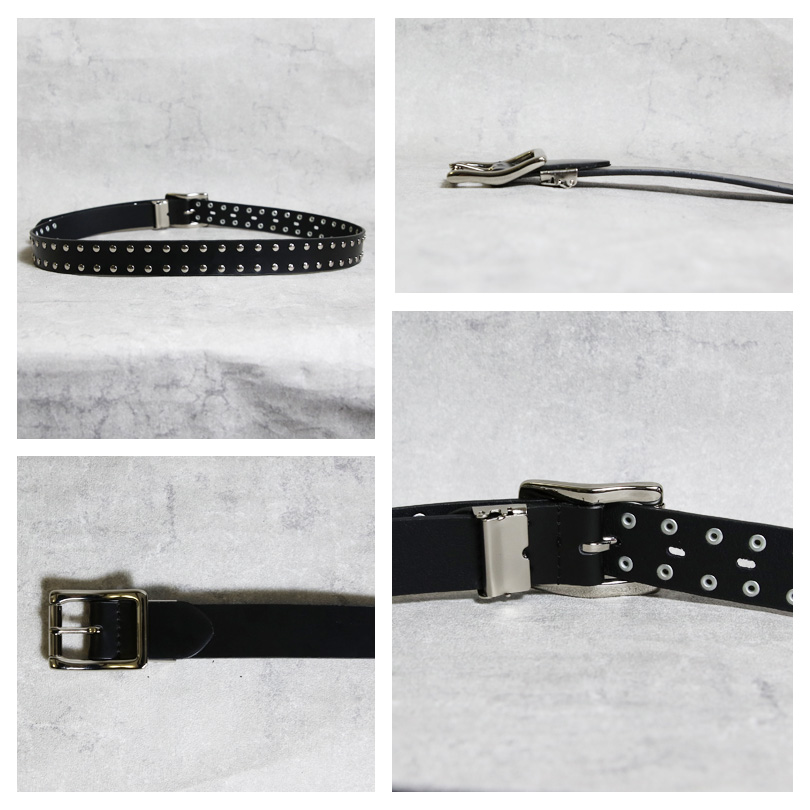 8 スタッズベルト メンズ ベルト レザー 革 スタッズ 2連 二連 : 8