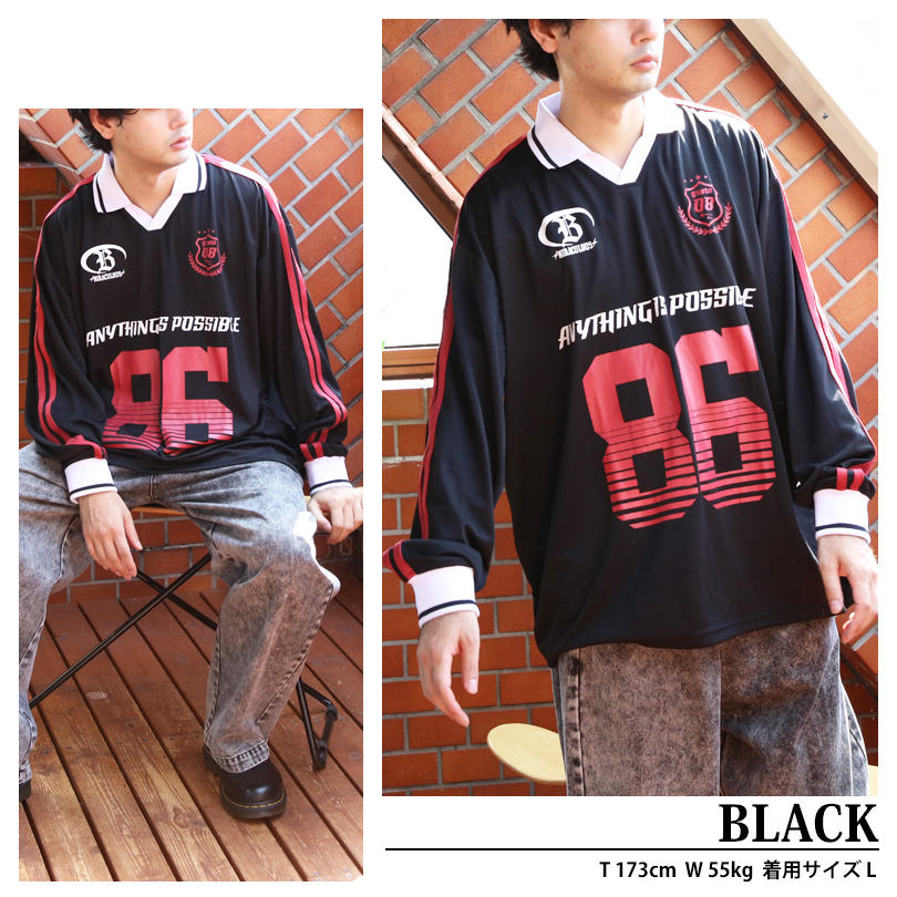 8 デザインゲームTシャツ メンズ ロンT サッカーユニフォーム : 8