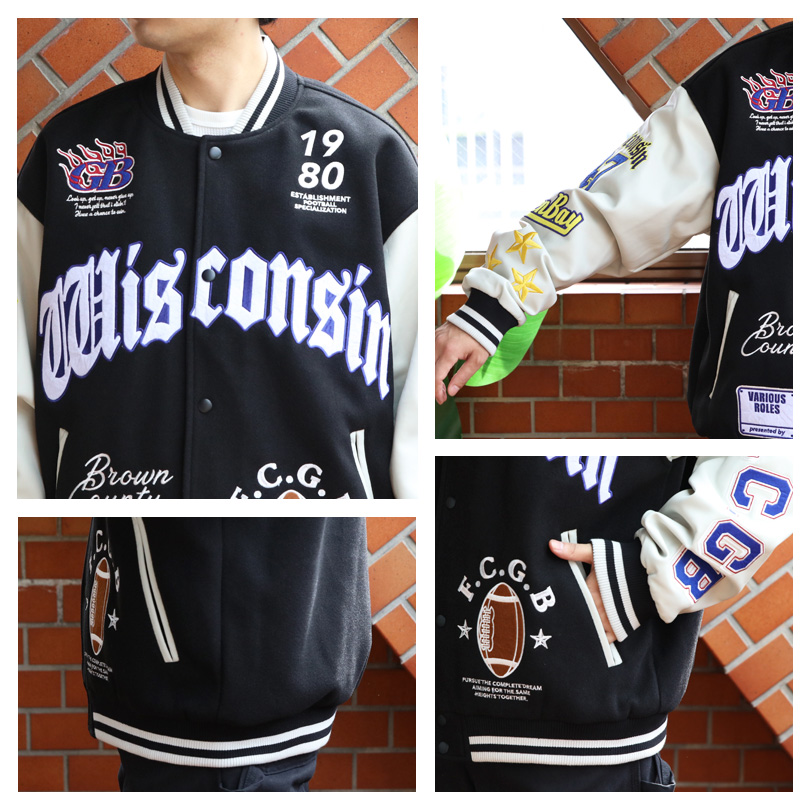 8 スタジャン メンズ レディース ワッペン 刺繍 アウター アメカジ