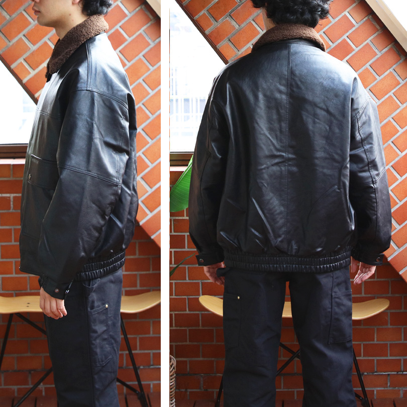 【非売品】BOSS LL 初期 エンボス ボア G1 A2 レザージャケット BOSS(ボス) / レザージャケット・ブルゾン/L/牛革/BLK | 古着の販売