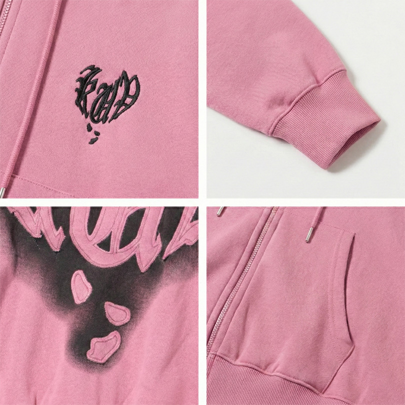 8 ハートロゴワッペンZIPパーカー メンズ パーカー ロゴ 刺繍 : 8