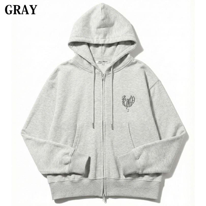 8 ハートロゴワッペンZIPパーカー メンズ パーカー ロゴ 刺繍 : 8