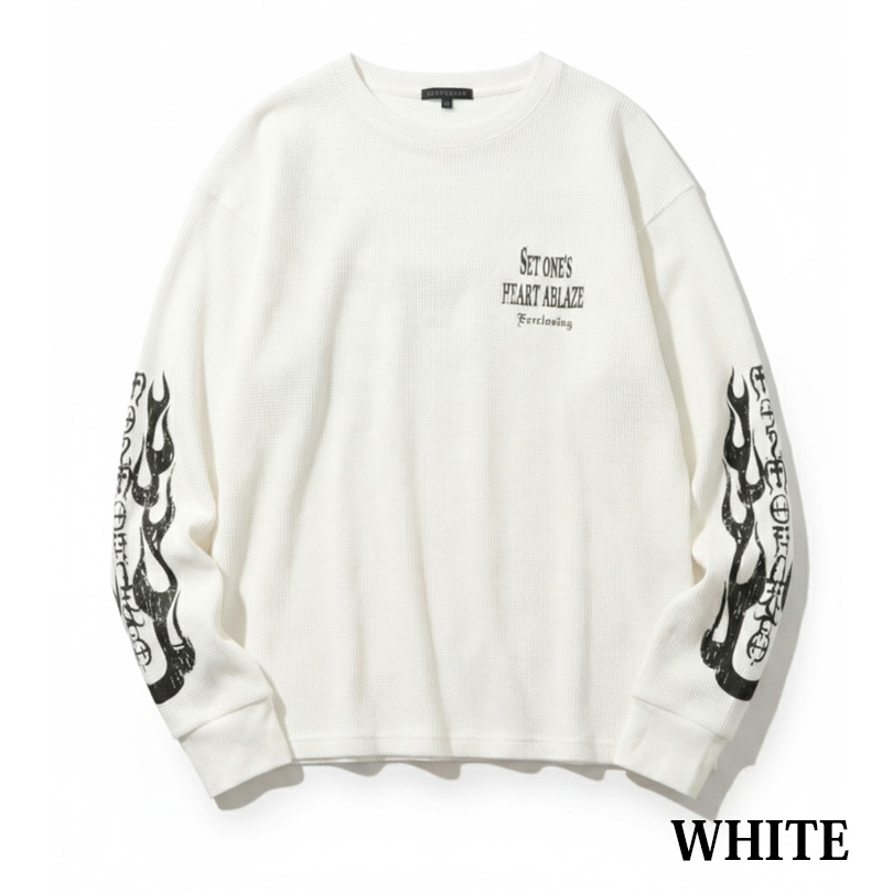 8 ファイヤー ワッフル ロングTシャツ メンズ ロンT サーマル : 8