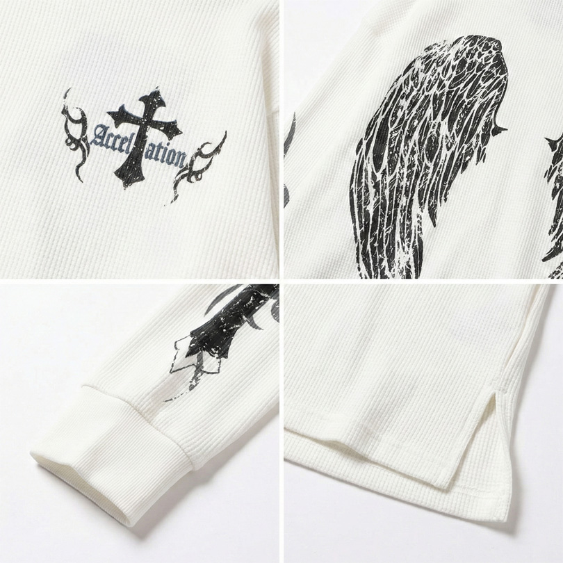 8 ファイヤー ワッフル ロングTシャツ メンズ ロンT サーマル : 8