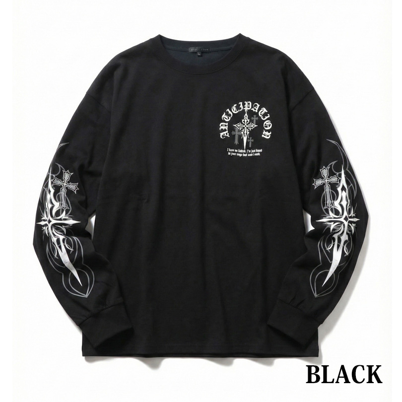 8 クロス バックプリント ロングTシャツ メンズ Tシャツ 十字架 : 8