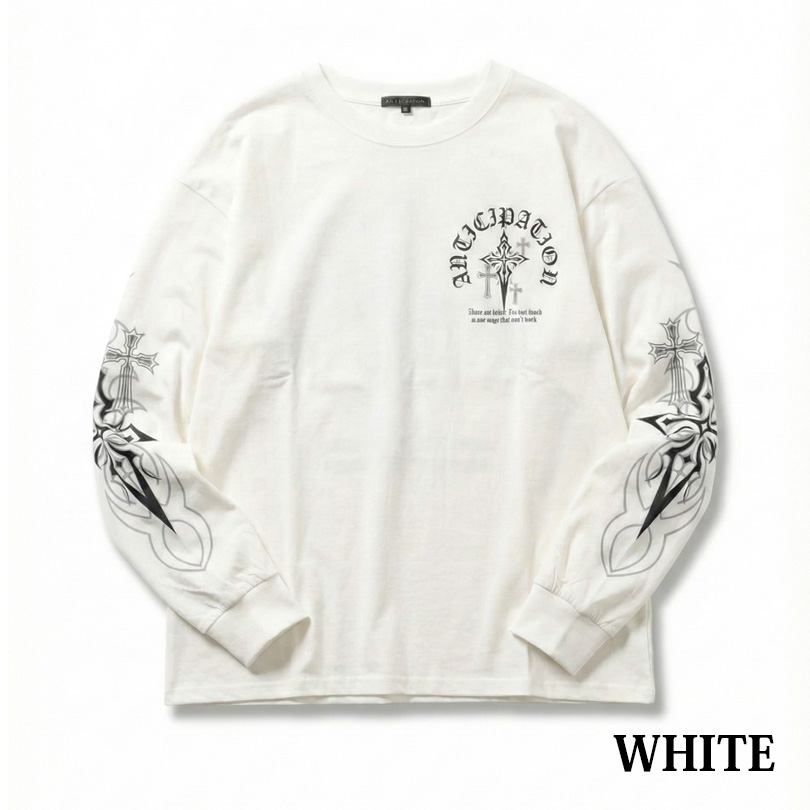 8 クロス バックプリント ロングTシャツ メンズ Tシャツ 十字架 : 8