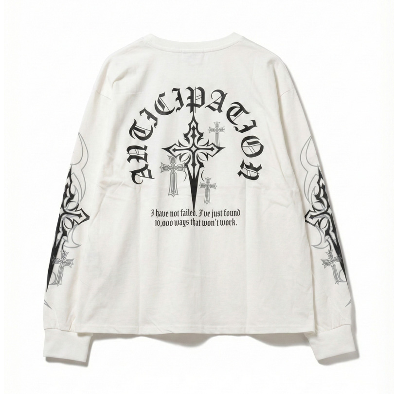 8 クロス バックプリント ロングTシャツ メンズ Tシャツ 十字架 : 8