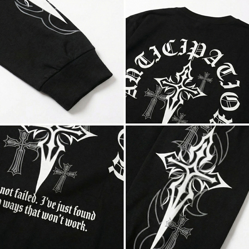 8 クロス バックプリント ロングTシャツ メンズ Tシャツ 十字架 : 8