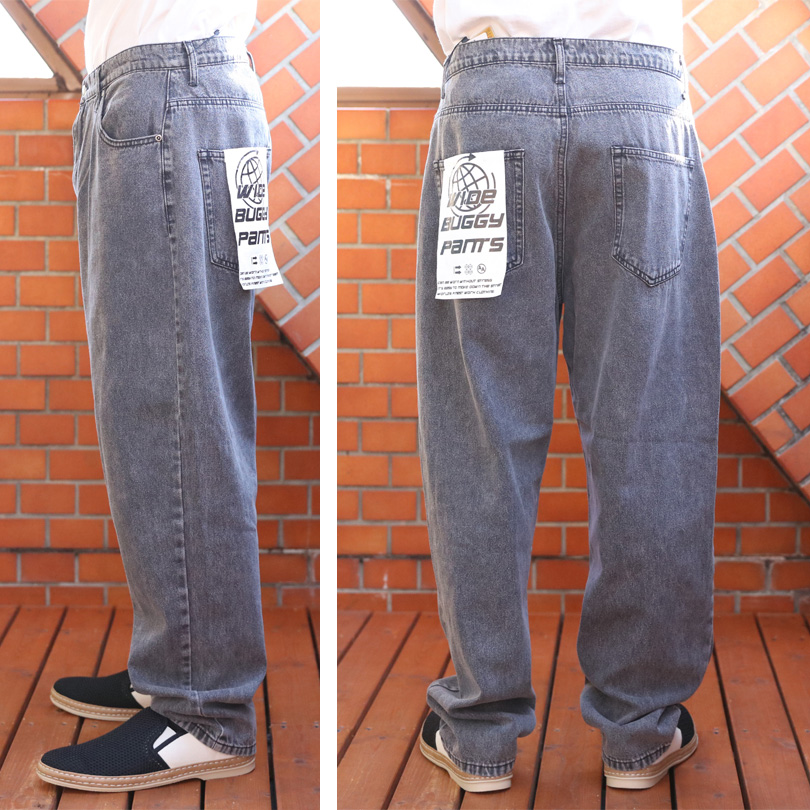 ワイドバギーデニムパンツ ブラック Mサイズ Regen Glanz ジーンズ wide baggy denim pants/ワイドバギー