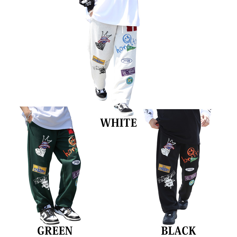 8 スウェットパンツ メンズ ワッペン ワイド サルエル スウェット