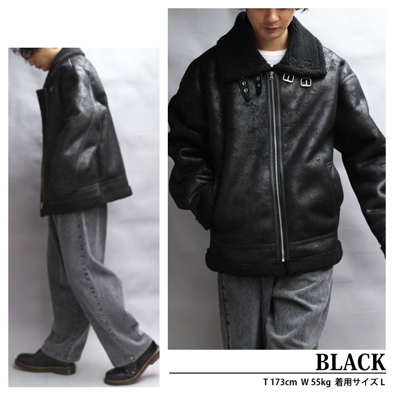 8 フェイクムートンB-3フライトジャケット メンズ アウター : 8(eight