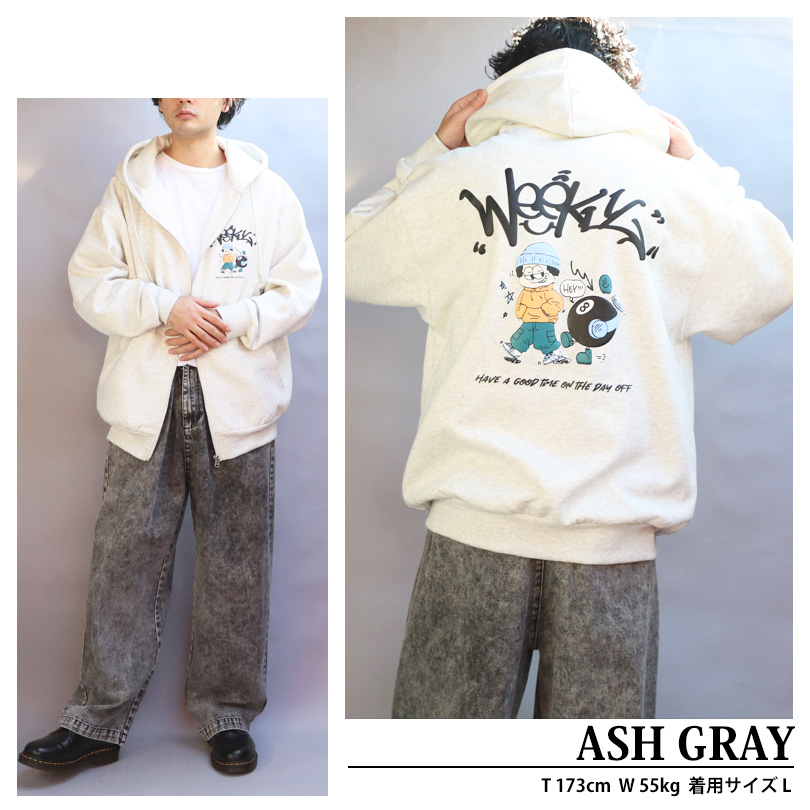 8 ボーイイラストプリントZIPパーカー メンズ パーカー ストリート