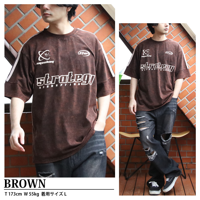 8 グランジ加工サッカーTシャツ メンズ Tシャツ 半袖 サッカーT : 8