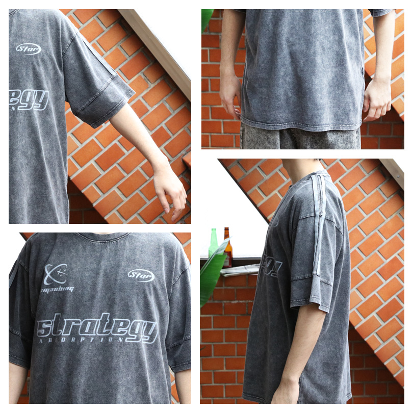 8 グランジ加工サッカーTシャツ メンズ Tシャツ 半袖 サッカーT : 8