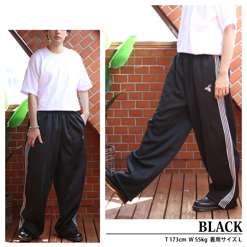 8 ハチ刺繍入り バルーンパンツ メンズ トラックパンツ サイド ライン