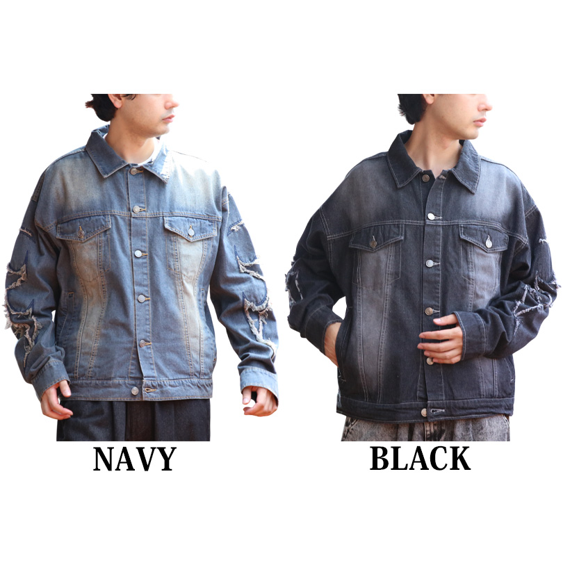 8 トライバル刺繍Gジャン メンズ デニムジャケット トライバル柄 刺繍