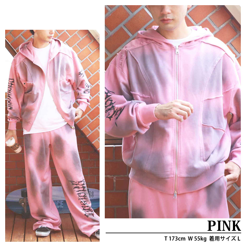 8 スプレー加工切り替えZIPパーカー メンズ パーカー ショート丈 : 8