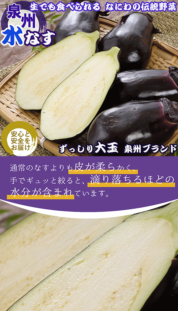 2027年5月分予約 訳あり 泉州 生 水なす 約3kg~7kg 15個~50個入 水ナス