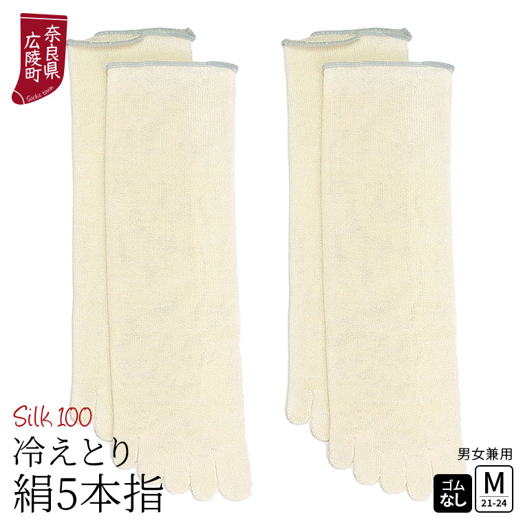 冷えとり靴下 2足セット シルク 5本指ソックス 絹 5本指靴下 レディース メンズ  冷え取り靴下 蒸れない シルク100% ゴム選択可 かかとなし 日本製 841 | 841 | 02