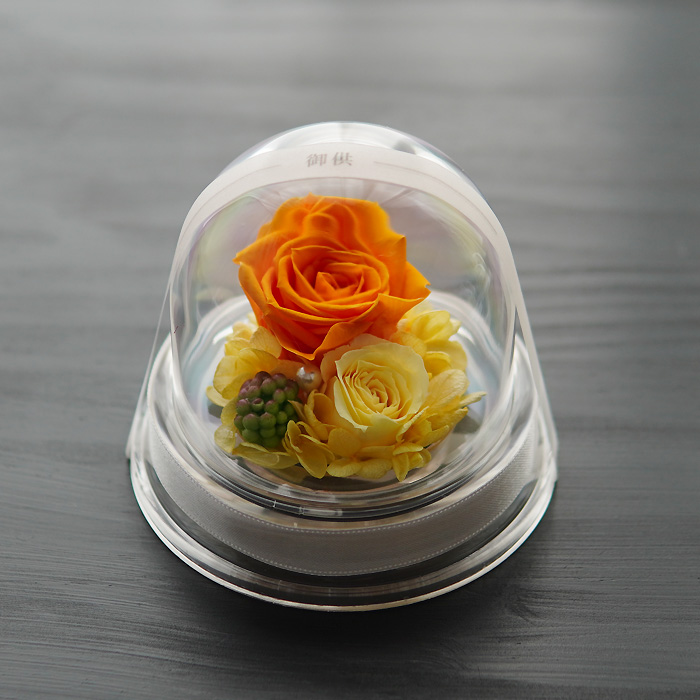 仏花 プリザーブドフラワー  お供え 【小さなお供え】ドーム お悔み お花 仏壇 枯れない 花 一周忌 四十九日 喪中見舞い お盆 新盆 初盆 ペット 虹の橋 手元供養 |  | 07