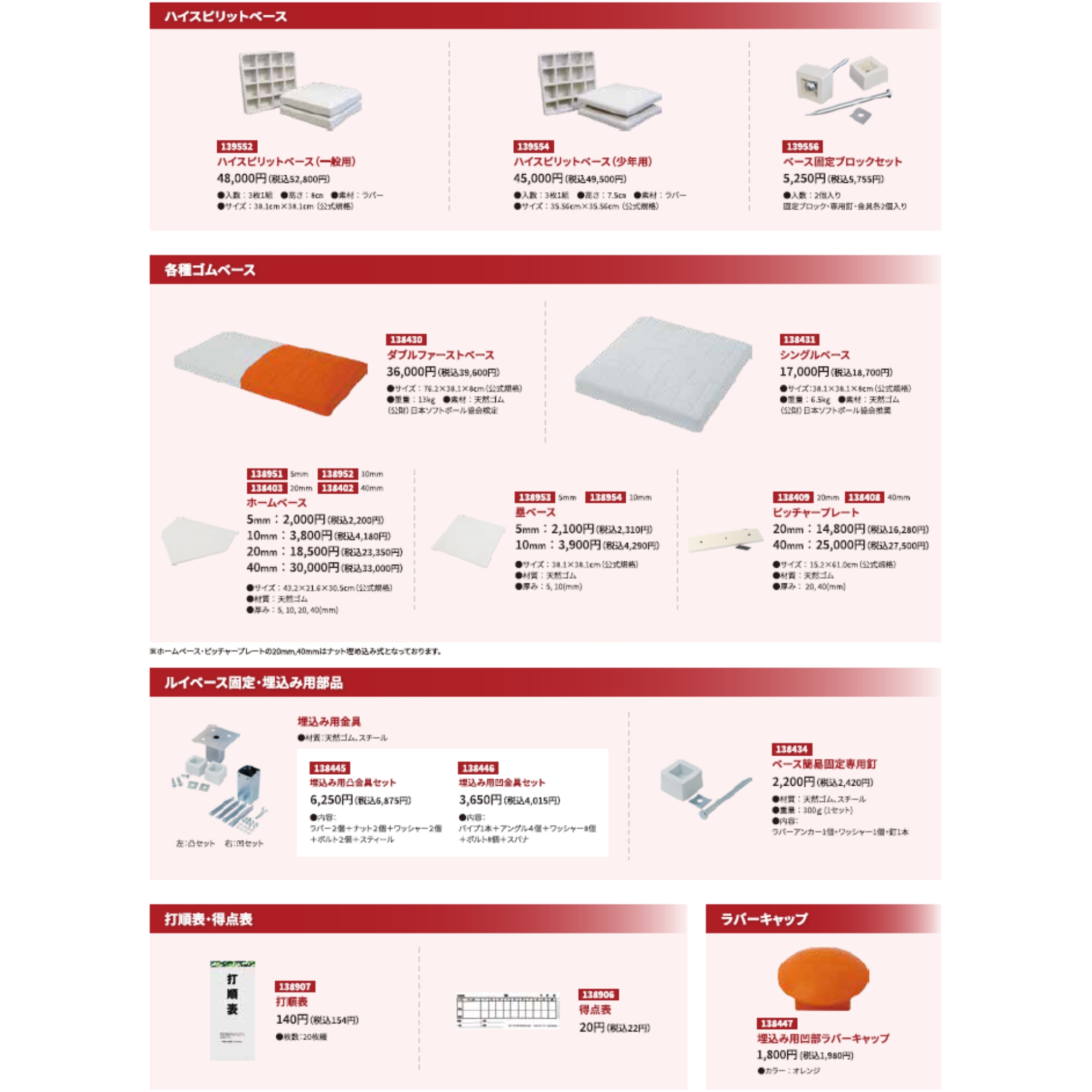 少年用 ハイスピリット塁ベース 3枚組 野球 硬式・軟式用 釘別売 ルイ