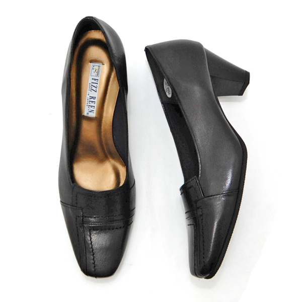 FIZZ REEN（フィズリーン） 1533 パンプス ヒール 本革 幅広 3E 黒