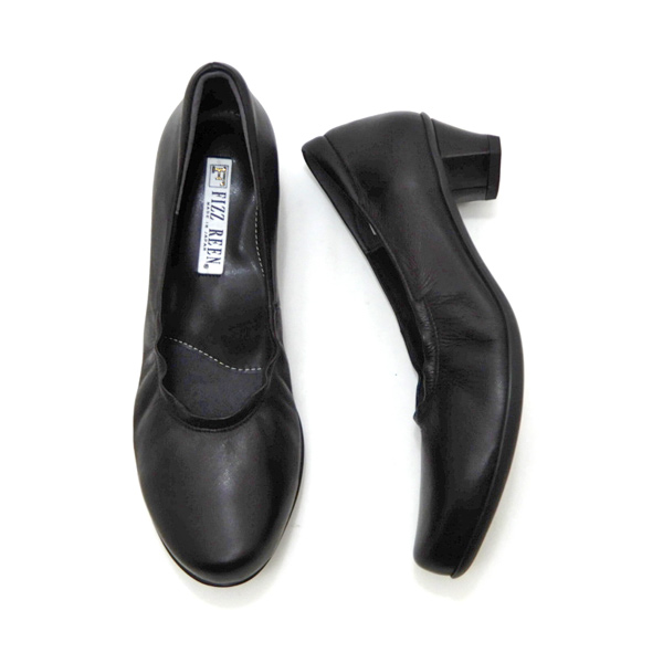 FIZZ REEN フィズリーン パンプス 幅広 本革 黒