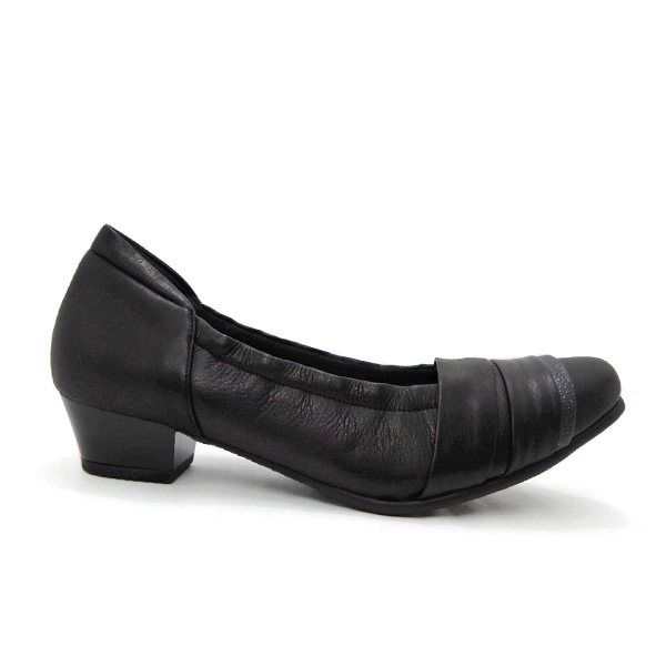 FIZZ REEN（フィズリーン） パンプス ローヒール 幅広 3E 黒 本革