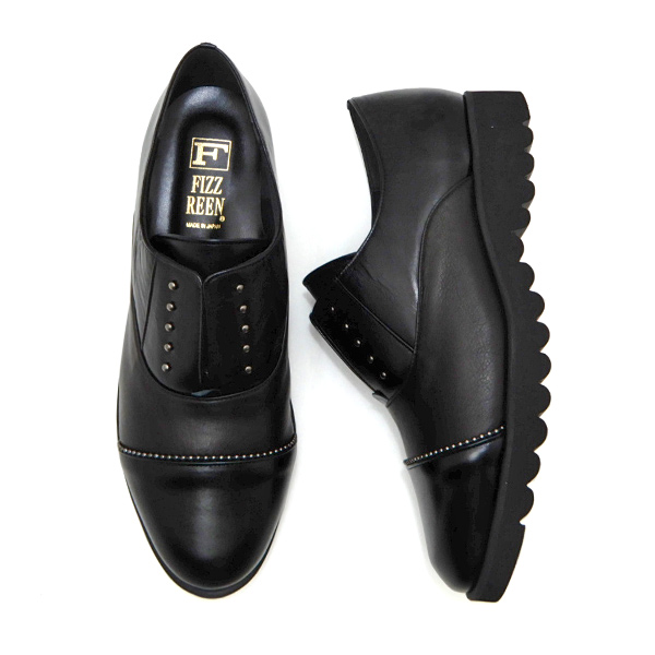 FIZZ REEN（フィズリーン） 靴 レディース 本革 黒 幅広 3E スリッポン