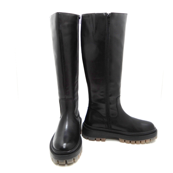 35％オフ】ロング ブーツ レディース 本革 黒 23.5cm ラギッドソール