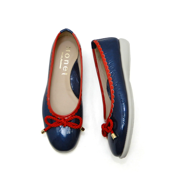 MONET（モネ） バレエシューズ レディース 幅広 3E 本革 エナメル 30代