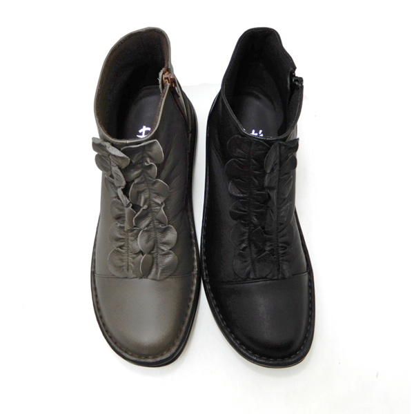 20％オフ】ショート ブーツ レディース 本革 黒 日本製 幅広 3E 22cm