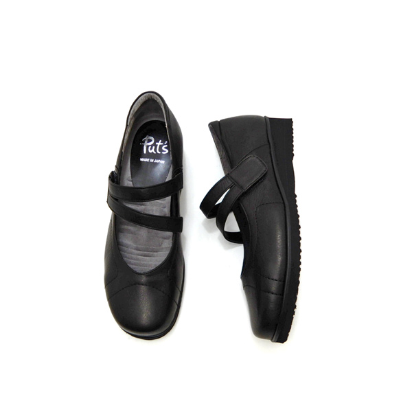 FIZZ REEN（フィズリーン） ストラップシューズ 本革 黒 幅広 4E 日本