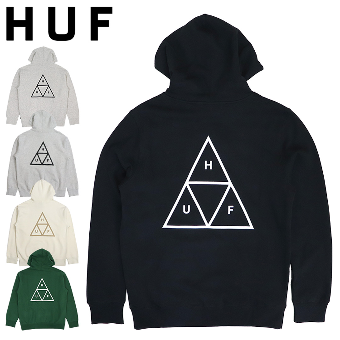 HUF ハフ パーカー フーディー メンズ ESSENTIALS TT P/O HOODIE トリプルトライアングルロゴ オシャレ スケーター  12oz ヘビーウェイト スウェット トップス