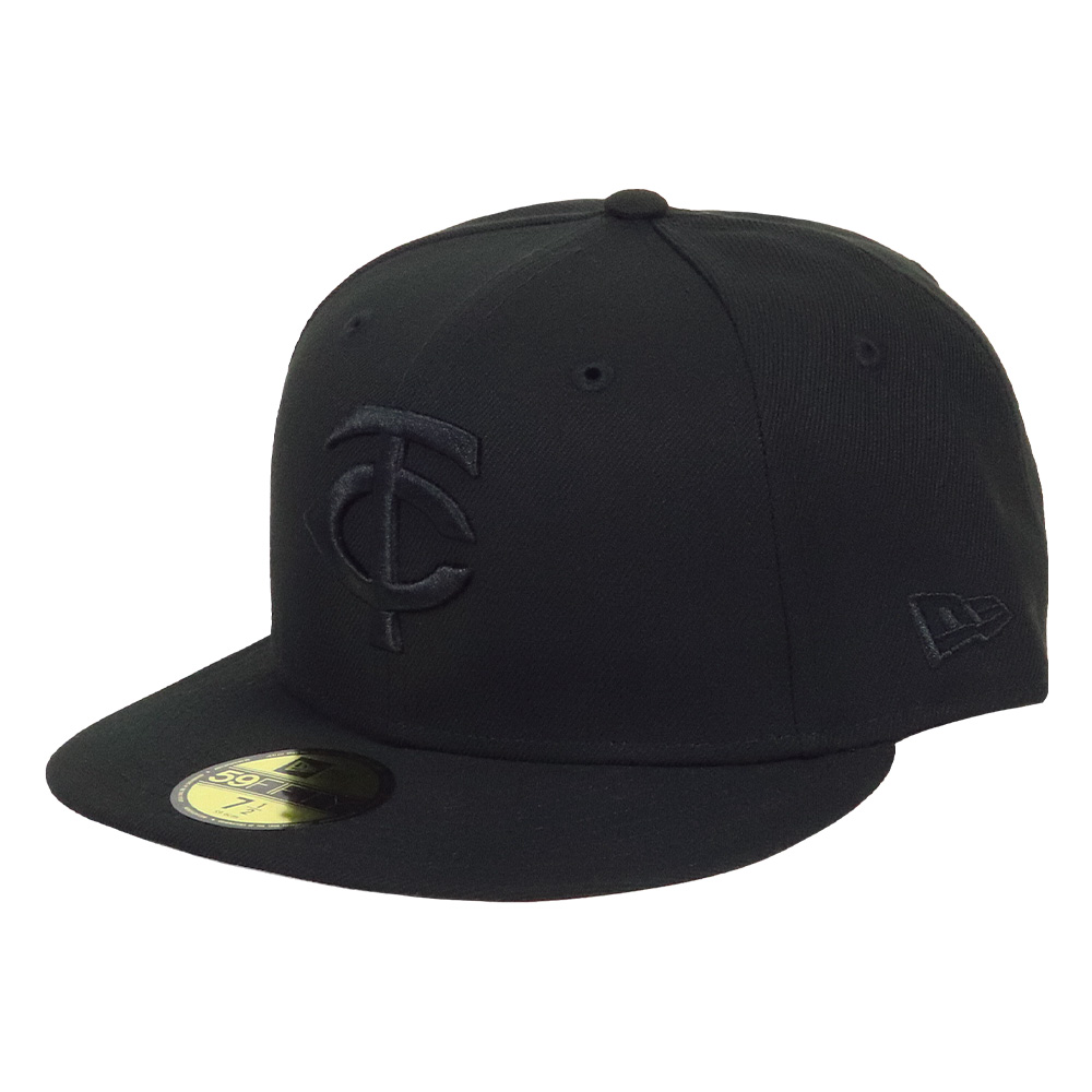 ニューエラ キャップ メンズ オールブラック 59FIFTY NEW ERA BLACK 黒 帽子 ベースボールキャップ メジャーリーグ MLB  タイガース ツインズ ブランド 野球 ロゴ