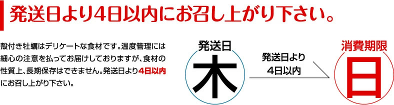 注意 発送日より4日以内にお召し上がりください