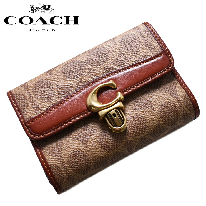 COACH コーチ 二つ折り財布 ベージュ/ブラウン C6728 ストゥディオ