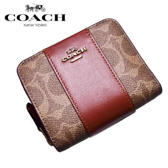 COACH コーチ 二つ折り財布 ベージュ/ブラウン C6027 ビル 