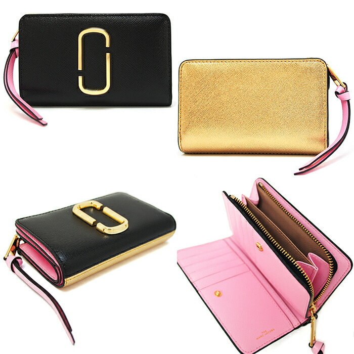 MARC JACOBS マークジェイコブス 二つ折り財布 M0014281 NEW BLACK MULTI L時ファスナー ミニ財布 レディース