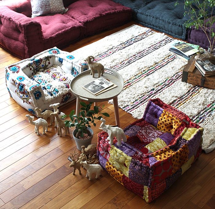 BMS キッズ ソファ ドット パッチワーク