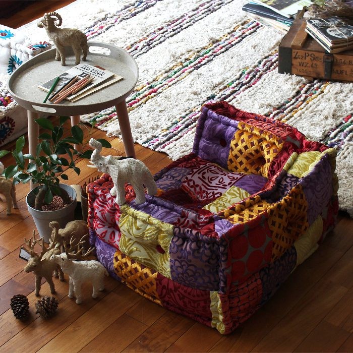 BMS キッズ ソファ ドット パッチワーク