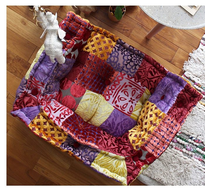 BMS キッズ ソファ ドット パッチワーク