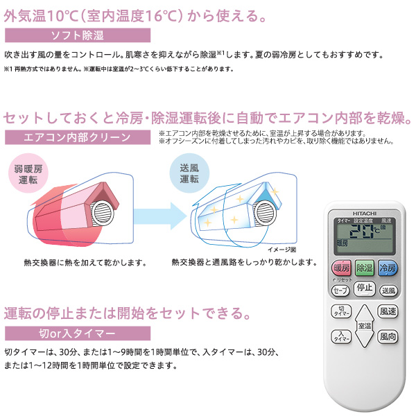 日立 HITACHI ルームエアコン RAS-AJ28N(W) 白くまくん AJシリーズ 主に 10畳用 2.8kw スターホワイト 単相100V 取り付け工事費別です RASAJ28NW｜a-do｜03