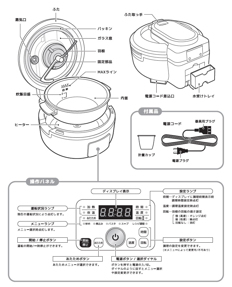 VERSOS（ベルソス） 全自動調理器 スマートクッカー VS-KE44 ブラック