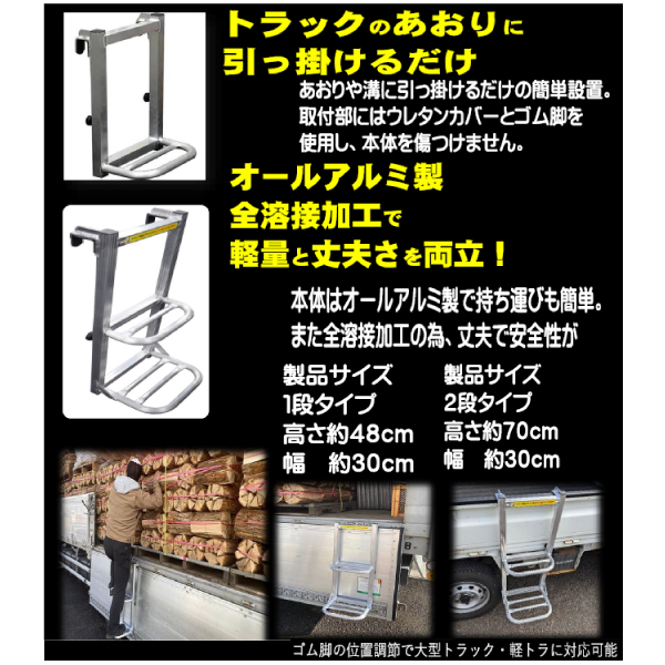 シンセイ 511567 トラック用 荷台はしご 2段タイプ 高さ約70cm x 幅約