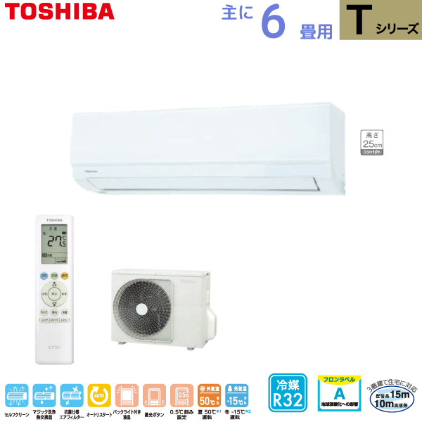 ���� TOSHIBA ���[���G�A�R�� RAS-2216T(W) �z���C�g ��� 6���p 2.2kw T�V���[�Y ���t���H����ʂł� �P��100V RAS2216TW